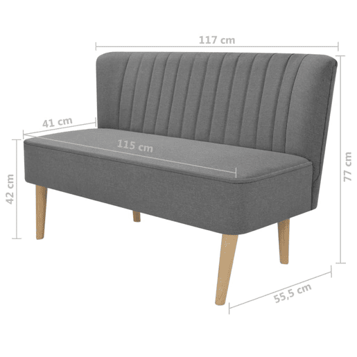 Sofá tecido - Sofá fixo cinzento claro 117x55,5x77