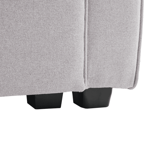 Sofá moderno de 4 lugares em tecido de linho - com portas USB e 2 suportes para copos - Cinzento claro