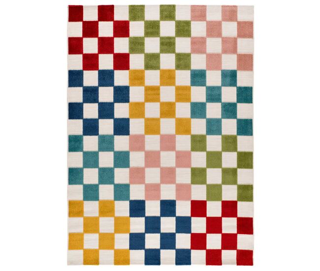 Alfombra geométrica con relieve de interior/exterior mila multicolor, 120x170 cm - atticgo