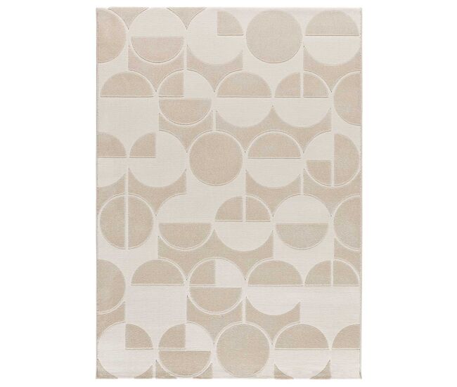 Alfombra geométrica con relieve blanco flora, 133x190 cm - atticgo