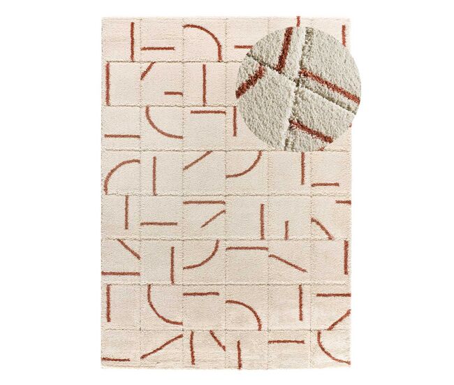 Alfombra shaggy geométrica con relieve caldera brenda, 133x190 cm - atticgo