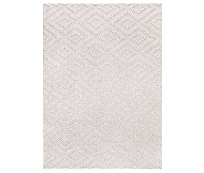 Alfombra lavable geométrica con relieve en crema ESTILO, 160x230 cm - ATTICGO