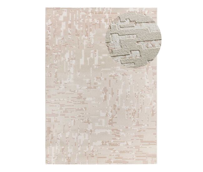 Alfombra abstracta con relieve beige baresa, 80x150 cm - atticgo