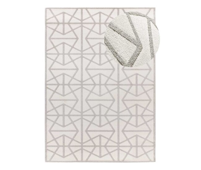 Alfombra geométrica con relieve plata flora, 80x150 cm - atticgo