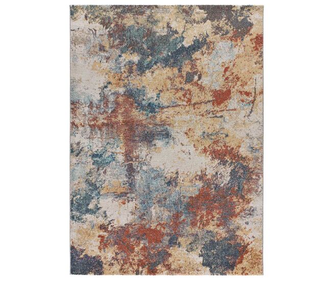 Alfombra abstracta de interior/exterior multicolor luna, 120x170 cm - atticgo