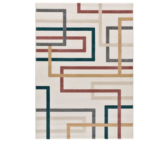 Alfombra con formas geométricas en relieve multicolor karisma, 80x150 cm - atticgo