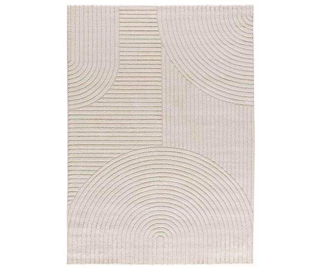 Alfombra con relieve y diseño geométrico en crema verona, 120x170 cm - atticgo