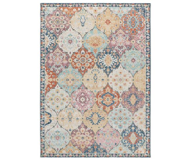 Alfombra de exterior/interior estilo vintage multicolor luna , 200x290 cm - atticgo