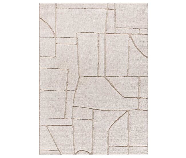 Alfombra diseño étnico en relieve en blanco diena, 120x170 cm - atticgo
