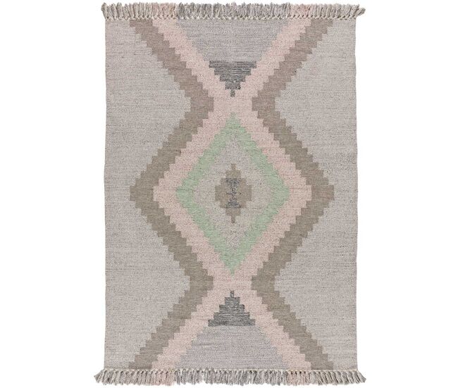 Alfombra étnica kilim con flecos multicolor chandia, 160x230 cm - atticgo