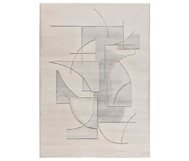 Alfombra geométrica a trazos en crema lena, 160x230 cm - atticgo