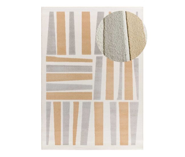Alfombra geométrica con relieve plata flora, 160x230 cm - atticgo