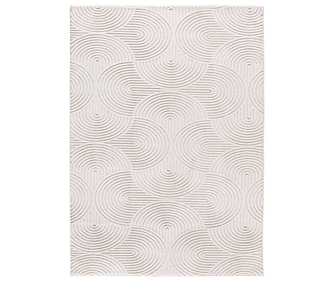 Alfombra lavable geométrica con relieve en crema estilo, 80x150 cm - atticgo