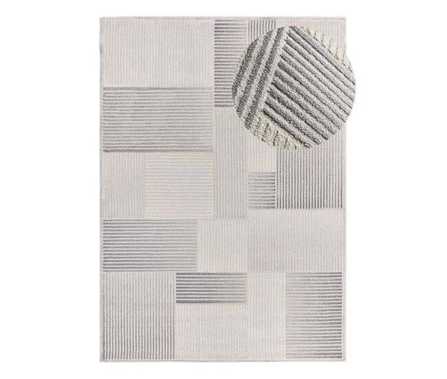 Alfombra geométrica con relieve gris baresa, 133x190 cm - atticgo