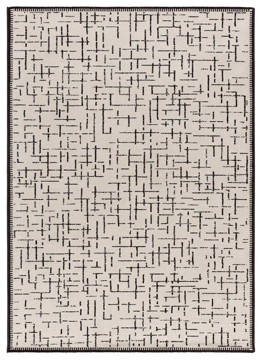 Alfombra abstracta en blanco y negro retro, 133x190 cm - atticgo