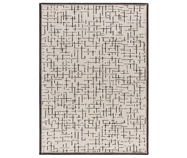 Alfombra abstracta en blanco y negro retro, 133x190 cm - atticgo