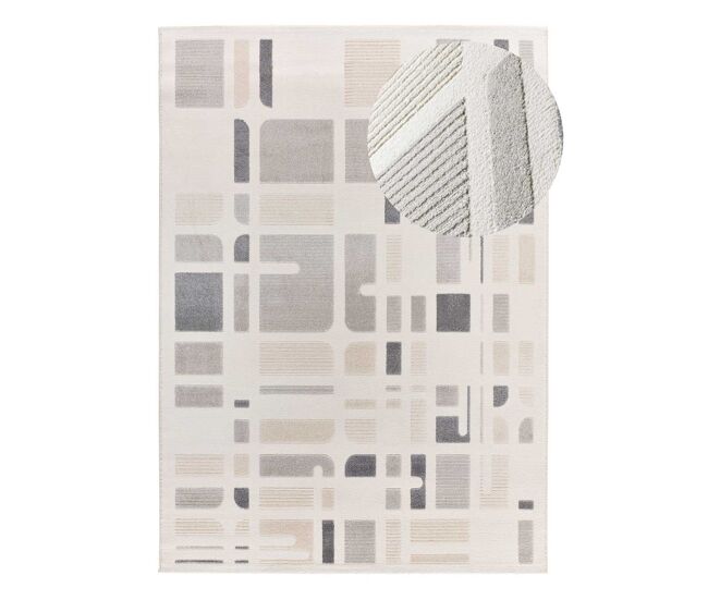 Alfombra geométrica con relieve plata flora, 80x150 cm - atticgo
