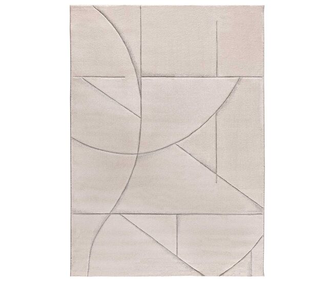 Alfombra geométrica a trazos en crema lena, 200x290 cm - atticgo