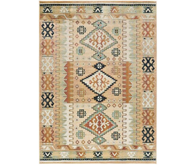 Alfombra de estilo étnico en viscosa multicolor antalia, 95x140 cm - atticgo