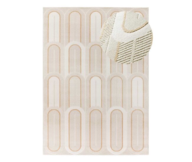 Alfombra geométrica con relieve blanco flora, 160x230 cm - atticgo