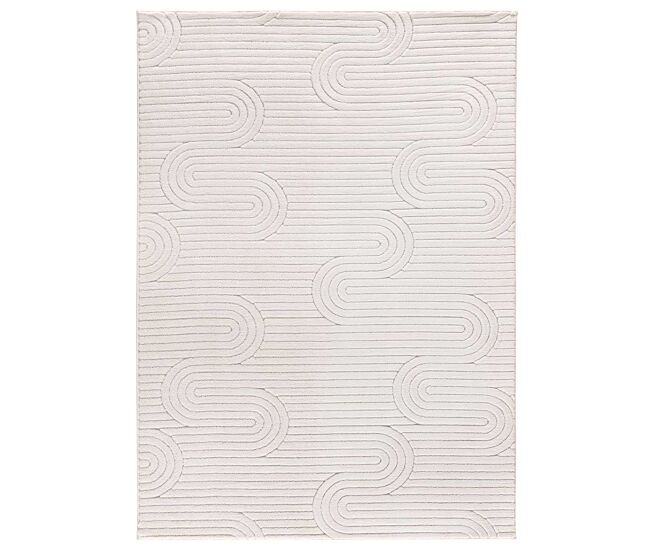 Alfombra lavable geométrica con relieve en crema ESTILO, 120x170 cm - ATTICGO
