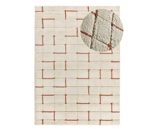 Alfombra shaggy geométrica con relieve caldera brenda, 80x150 cm - atticgo
