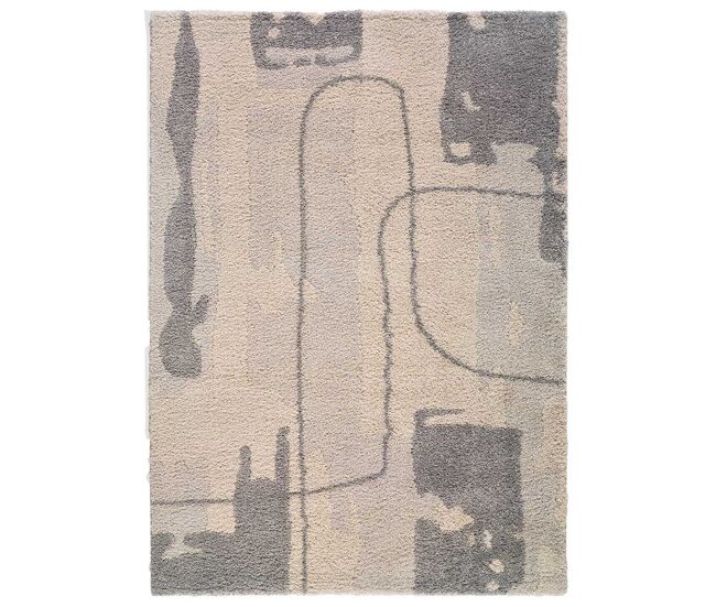Alfombra shaggy abstracta plata helia, 133x190 cm - atticgo
