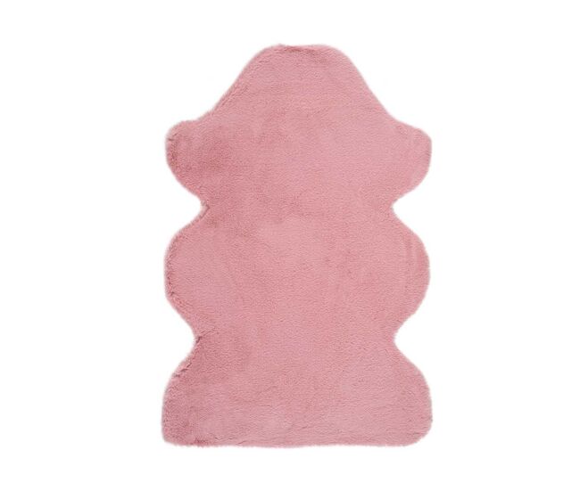Alfombra lisa lavable de pelo alto en rosa fox, 60x90 cm - atticgo
