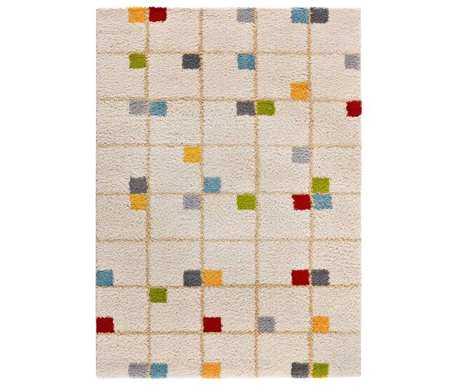Alfombra shaggy geométrica multicolor bremen, 133x190 cm - atticgo