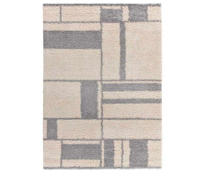 Alfombra shaggy geométrica plata helia, 133x190 cm - atticgo
