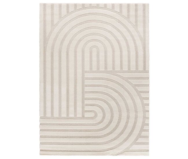 Alfombra con relieve de estilo escandinavo en blanco snowy, 80x150 cm - atticgo