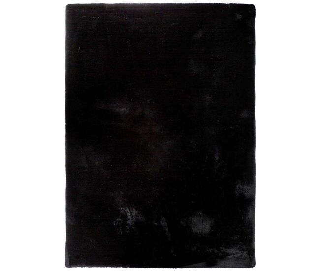 Alfombra lisa lavable de pelo alto en negro fox, 80x150 cm - atticgo