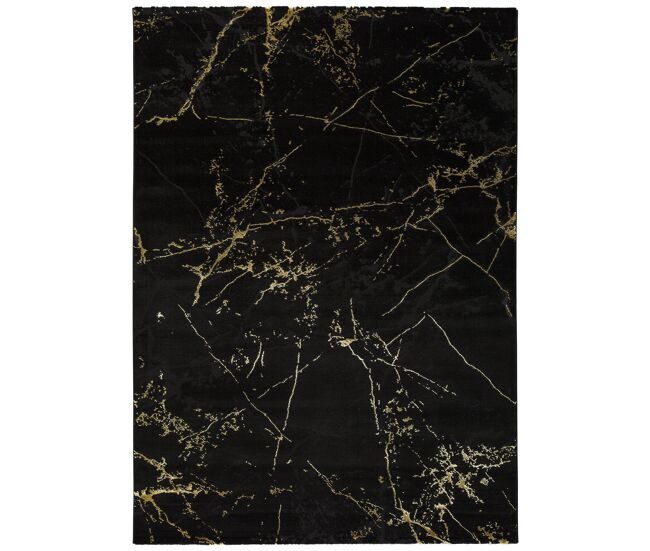 Alfombra abstracta en negro gold, 60x120 cm - atticgo