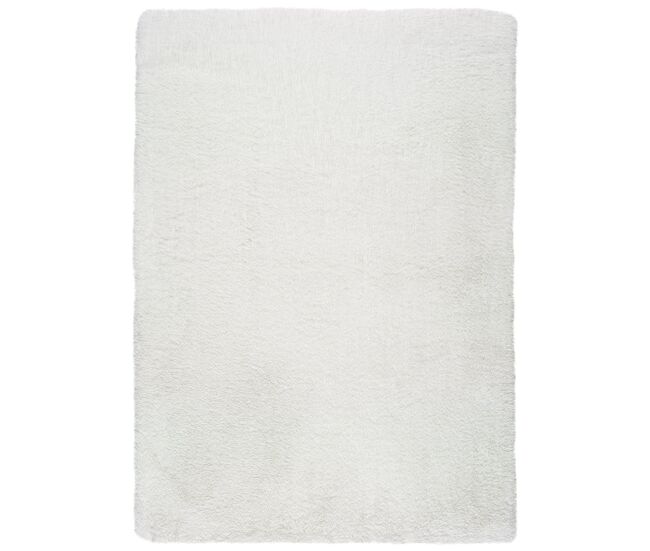 Alfombra lavable de pelo alto en blanco alpaca, 140x200 cm - atticgo