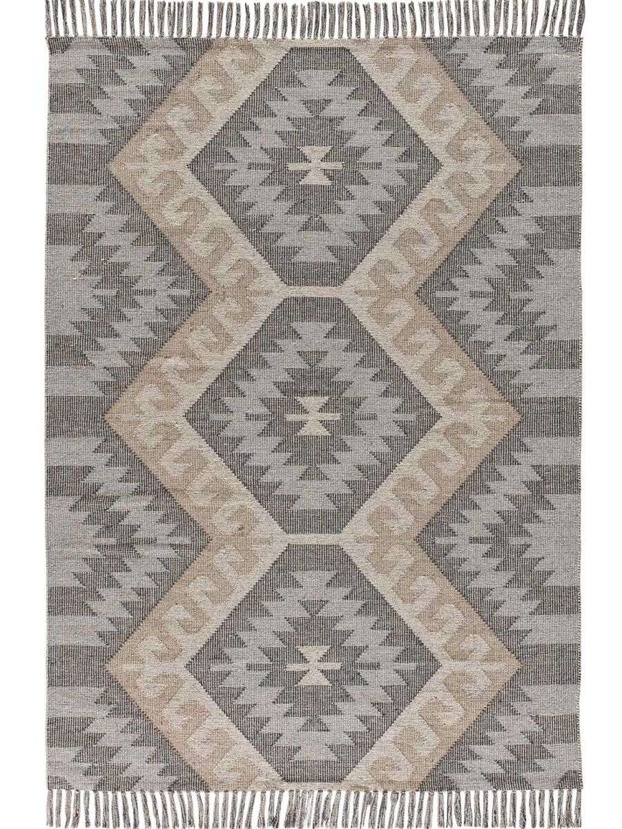 Alfombra étnica kilim CHANDIA - ATTICGO 120x170 Gris