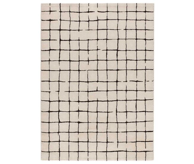 Alfombra abstracta en blanco y negro retro, 160x230 cm - atticgo