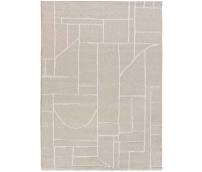 Alfombra geométrica con relieve en crema hl-ethnic, 80x150 cm - atticgo