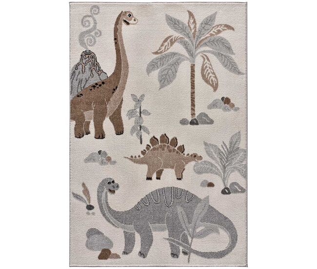 Alfombra infantil dinosaurios blanco beats, 120x170 cm - atticgo