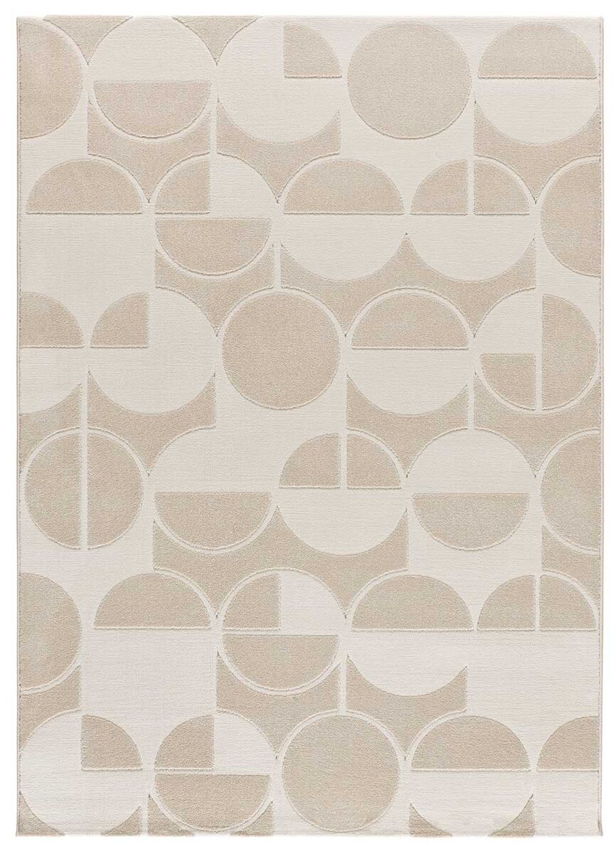 Alfombra geométrica con relieve blanco flora, 160x230 cm - atticgo