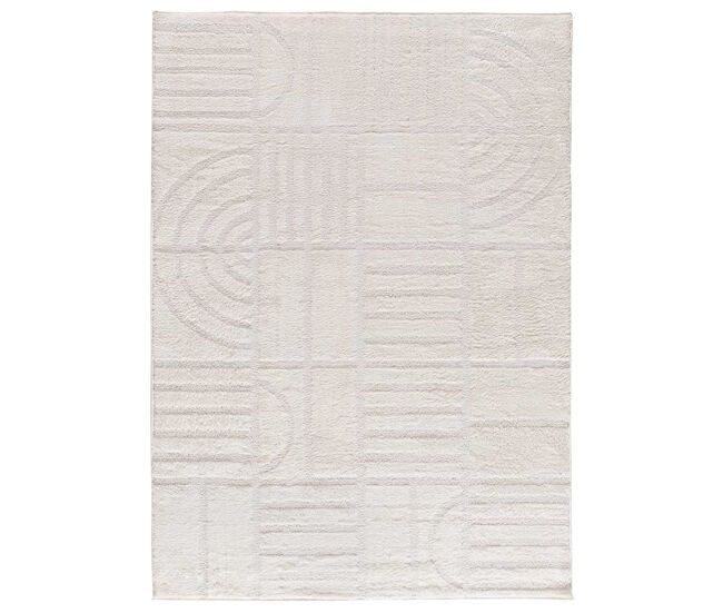 Alfombra geométrica con relieve en blanco blanche, 140x200 cm - atticgo