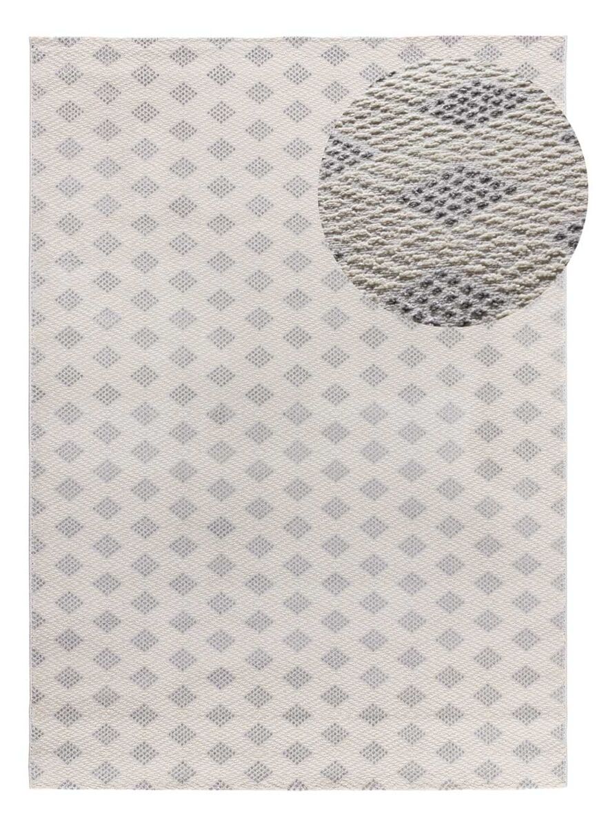 Alfombra geométrica con relieve plata baresa, 80x150 cm - atticgo
