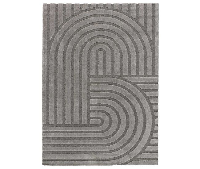 Alfombra con relieve de estilo escandinavo en gris snowy, 160x230 cm - atticgo