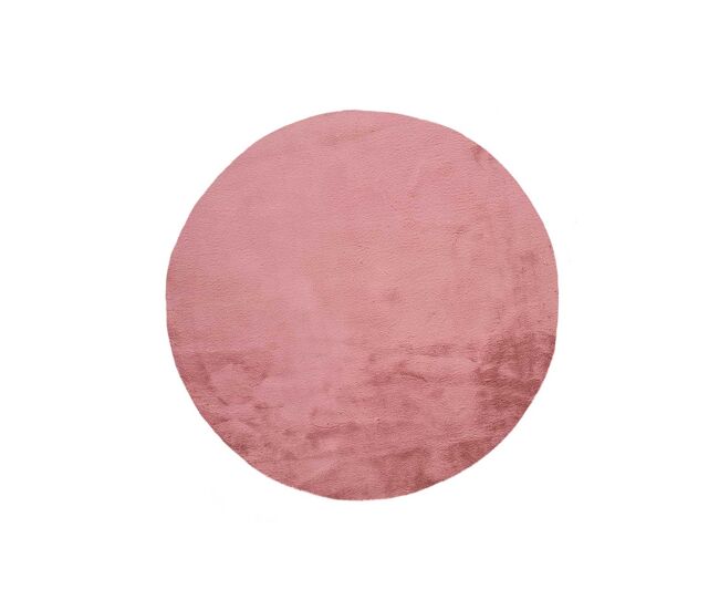 Alfombra lisa lavable de pelo alto en rosa fox, 120ø cm - atticgo
