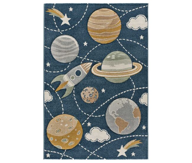 Alfombra infantil planetas azul balloon, 120x170 cm - atticgo