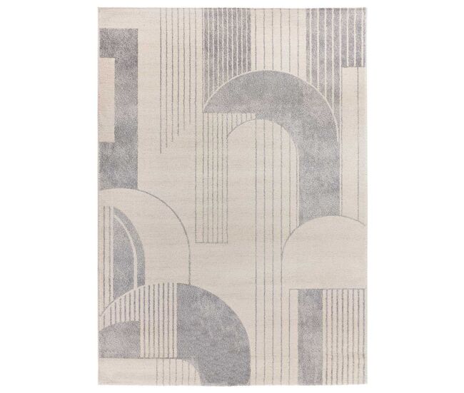 Alfombra de diseño geométrico plata PORTO, 80x150 cm - ATTICGO