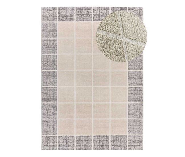 Alfombra geométrica con relieve blanco flora, 133x190 cm - atticgo