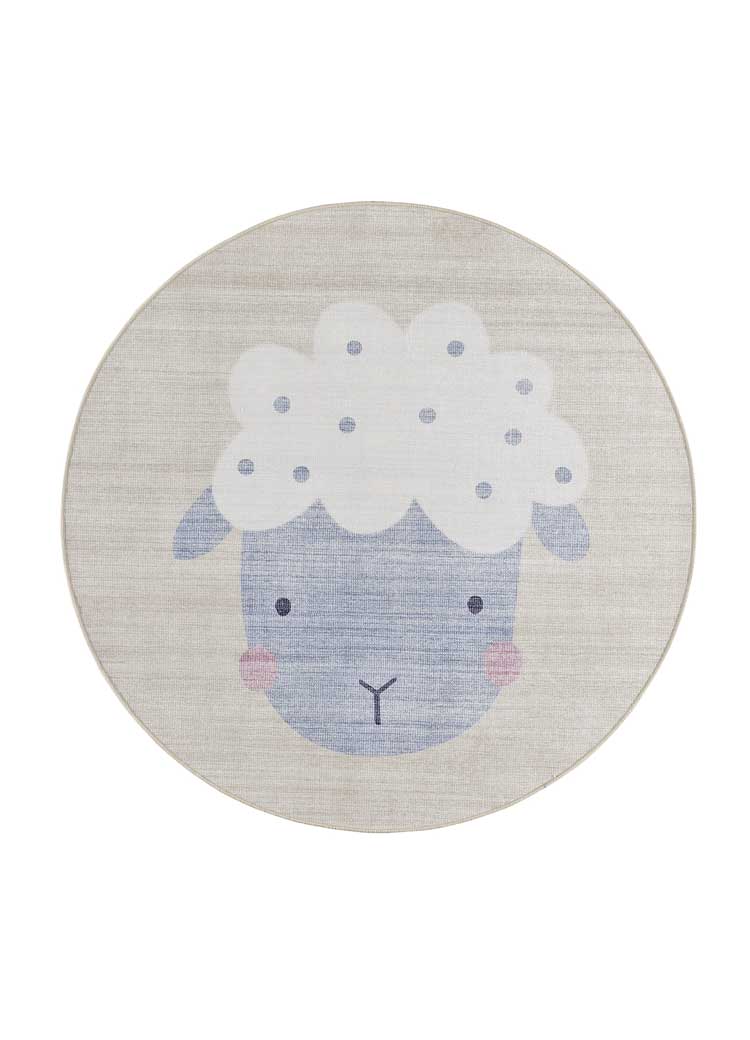 Alfombra infantil lavable redonda león CANDY - ATTICGO 120x120 Crema