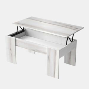 Mesa de centro baixa elevatória em branco contemporâneo Albo 100x50 cm