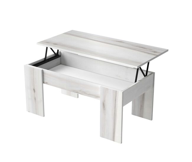 Mesa de Centro Elevable Low Estilo Contemporáneo en Color Blanco Albo 100x50 cm