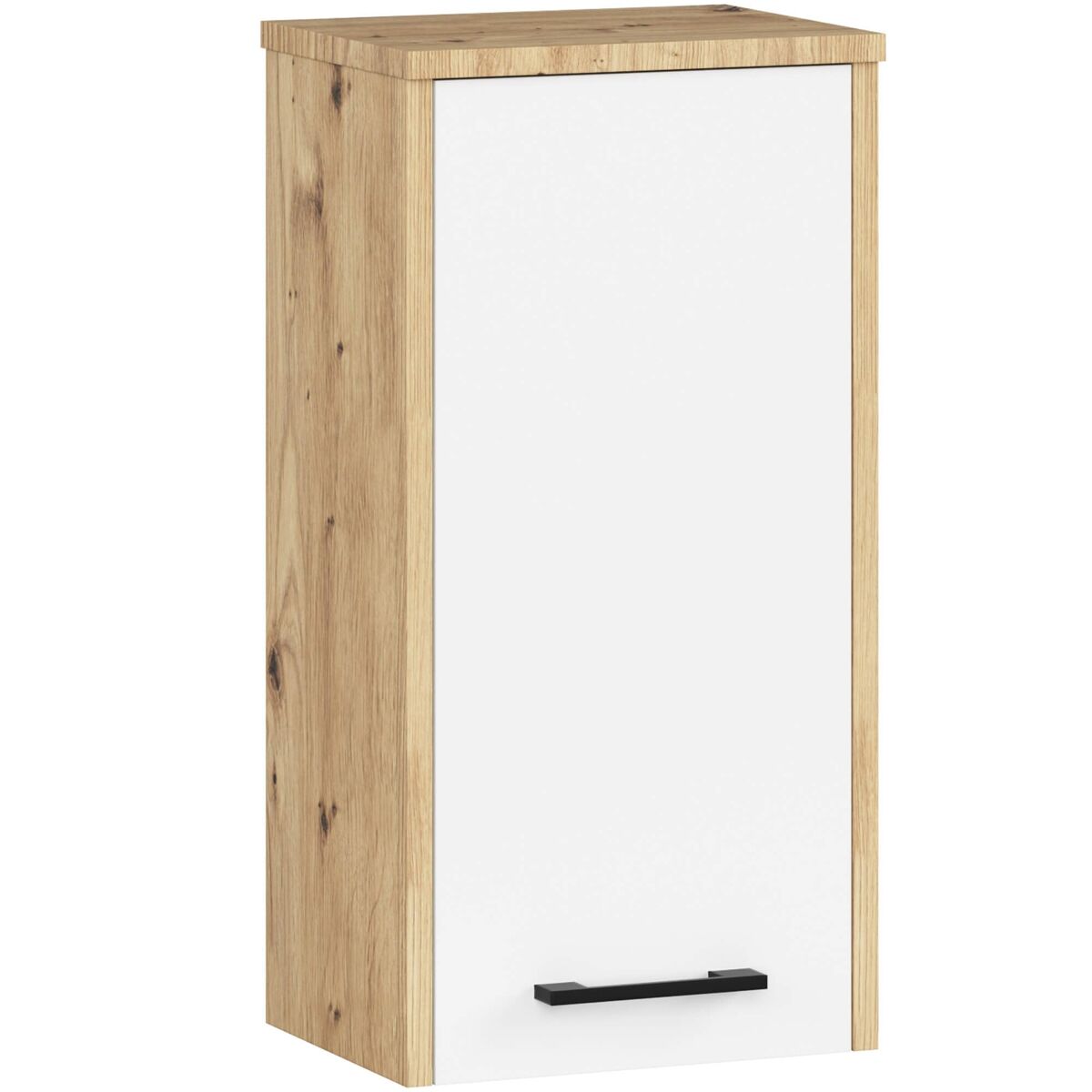 Armario colgante de baño pequeño akord fin roble artisan 30 cm 1 puerta frente en color blanco 2 estantes 30x22,5x60 cm